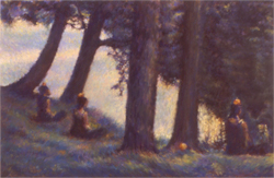 Contemplation with Oranges pastel painting by Maria Yu